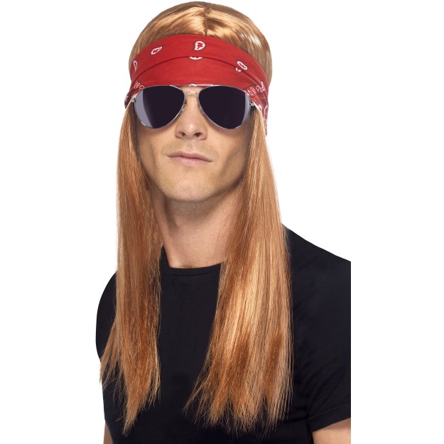 22405 - 90\'S Rocker Kit, With Auburn Wig With Bandana And Sunglasses