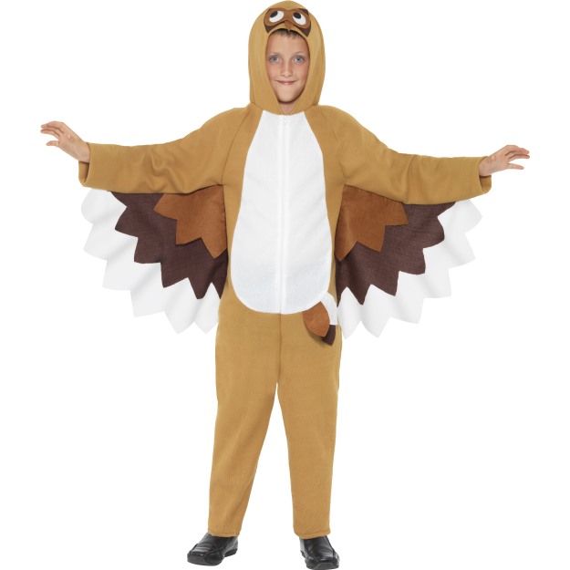 41088 - Owl Costume, Brown, All In One With Attached Wings And Hood