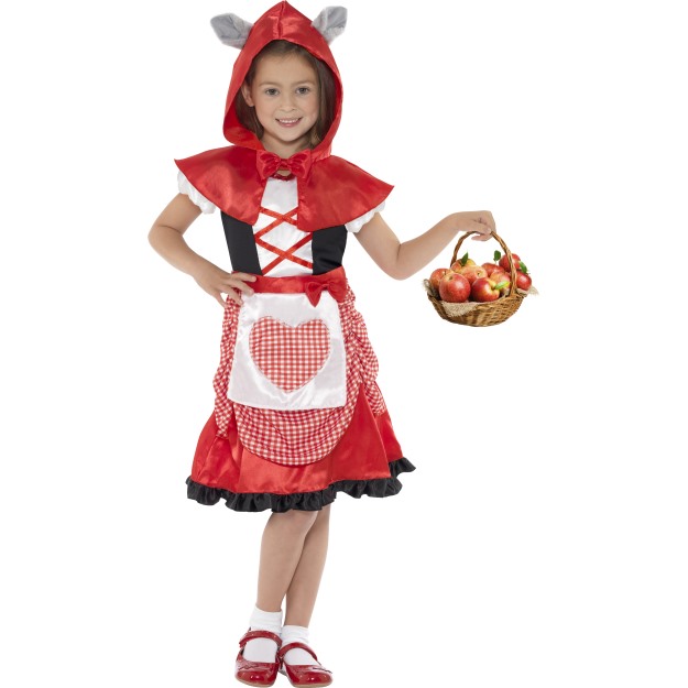 41100 - Miss Hood Costume, Red, With Dress And Hooded Cape With Attached Wolf Ears