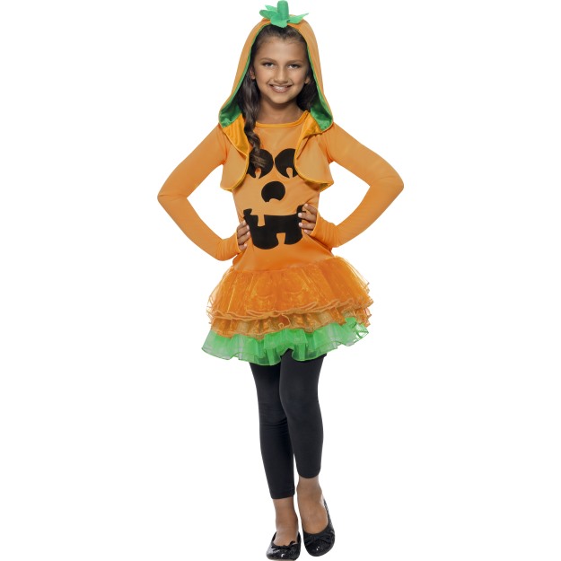 43021 - Pumpkin Tutu Dress Costume, Orange, With Tutu Dress And Jacket With Pumpkin Hood